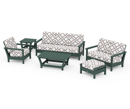 POLYWOOD® Harbour 6-Piece Outdoor Living Set in Green / Trellis Grey Mist