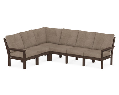 POLYWOOD® Vineyard 6-Piece Sectional in Mahogany / Spiced Burlap