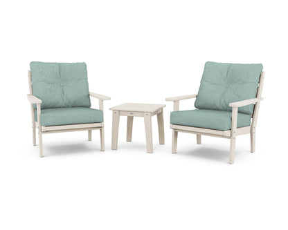 POLYWOOD® Lakeside 3-Piece Deep Seating Chair Set in Sand / Glacier Spa