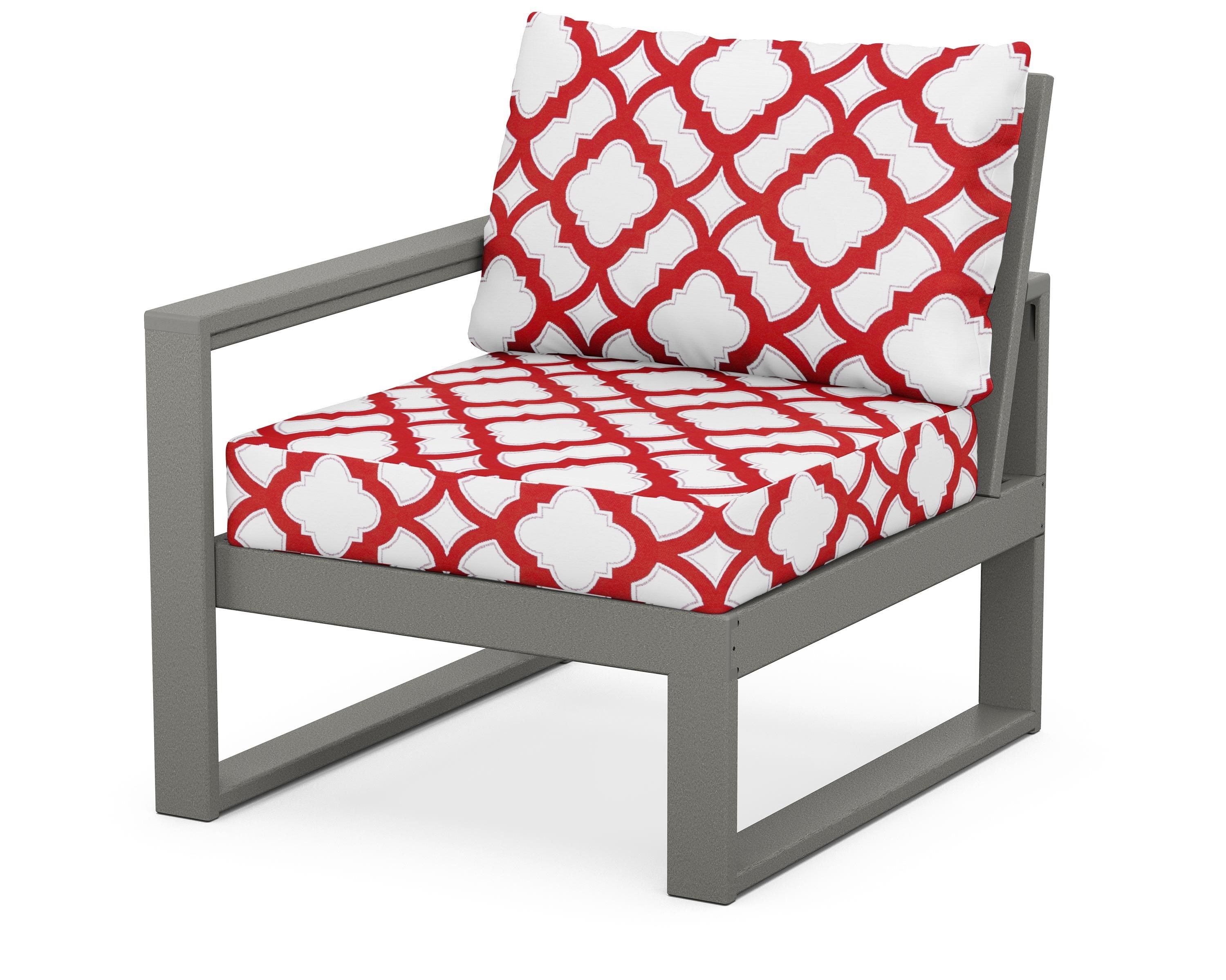 POLYWOOD® EDGE Modular Left Arm Chair in Slate Grey / Trellis Crimson