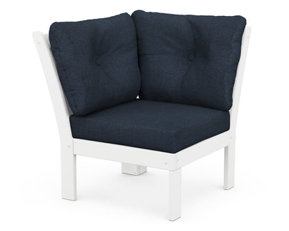 POLYWOOD® Vineyard Modular Corner Chair in White / Marine Indigo