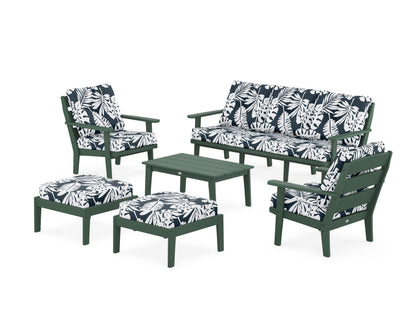 POLYWOOD® Lakeside 6-Piece Lounge Sofa Set in Green / Leaf Marine Indigo