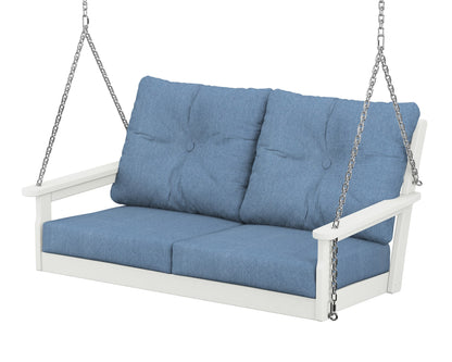 POLYWOOD® Vineyard Deep Seating Swing in Vintage White / Sky Blue