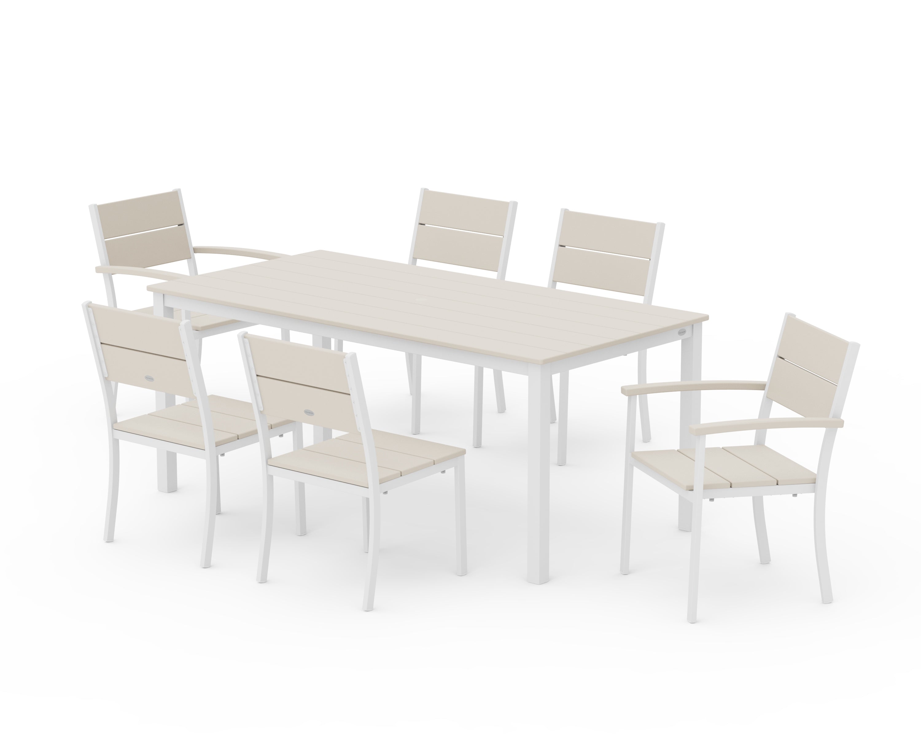 POLYWOOD® Main Street 7-Piece Dining Set in White / Sand