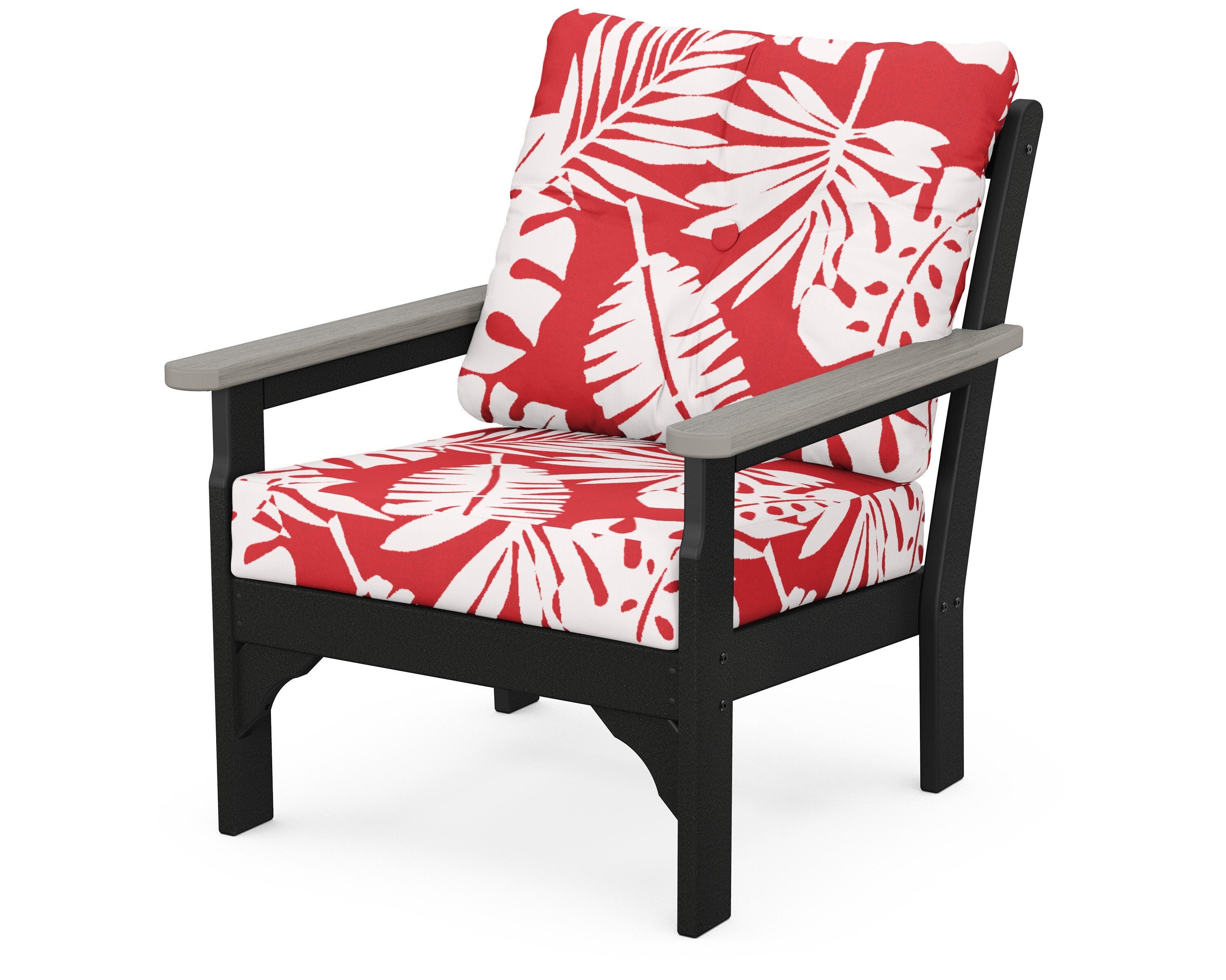 POLYWOOD® Vineyard Deep Seating Chair in Black / Driftwood / Leaf Crimson