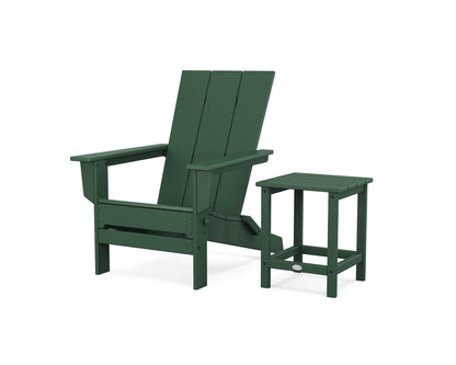 POLYWOOD® Modern Studio Folding Adirondack Chair with Side Table in Green