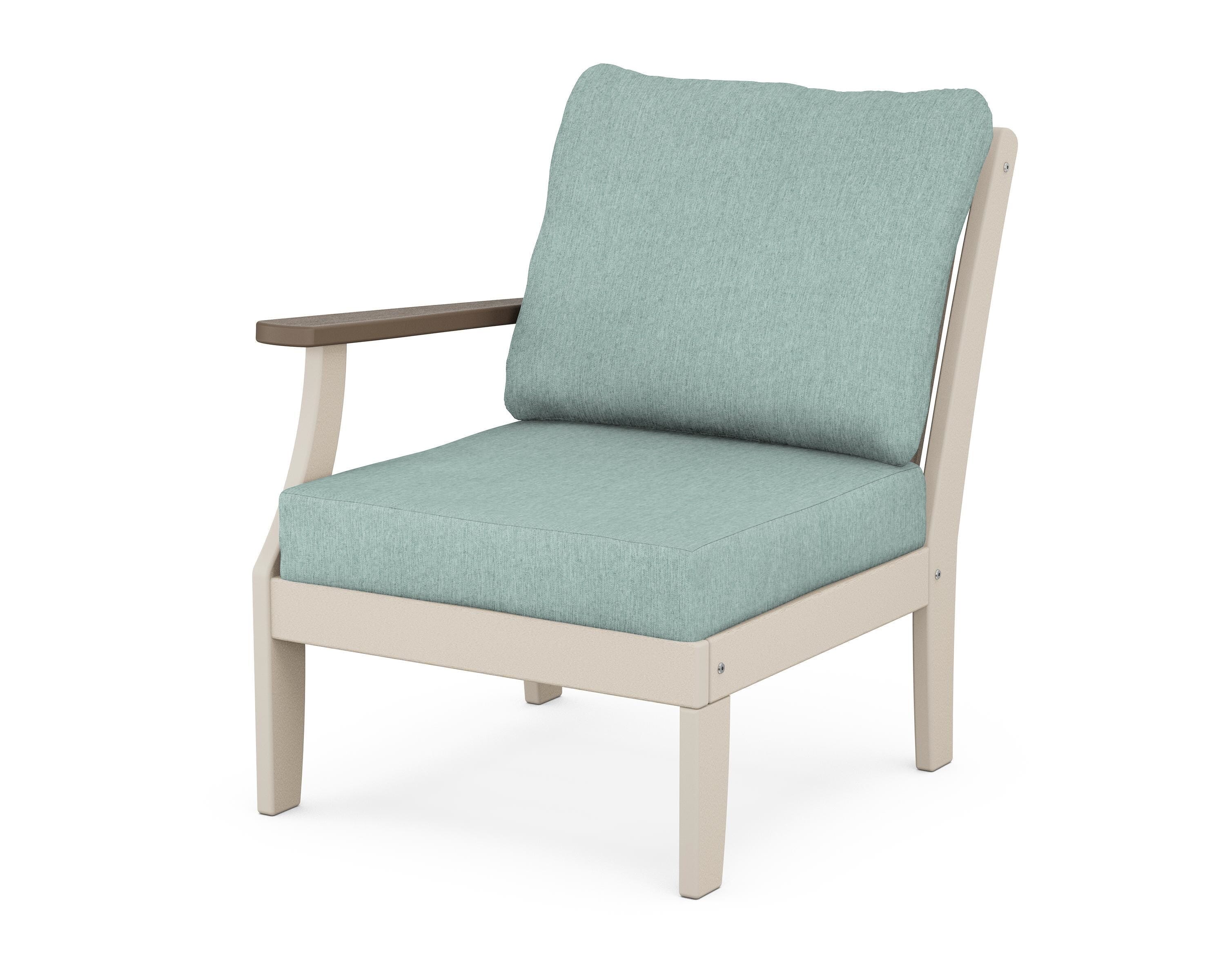 POLYWOOD® Braxton Modular Left Arm Chair in Sand / Kona / Glacier Spa