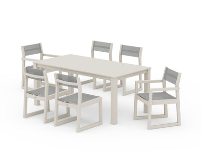 POLYWOOD® EDGE Sling 7-Piece Parsons Dining Set in Sand / Metallic Sling