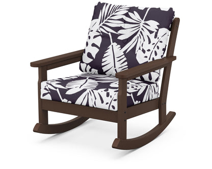 POLYWOOD® Vineyard Deep Seating Rocking Chair in Mahogany / Leaf Navy