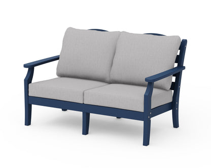 Draper James™ by  POLYWOOD® Savannah Deep Seating Loveseat in Navy / Granite