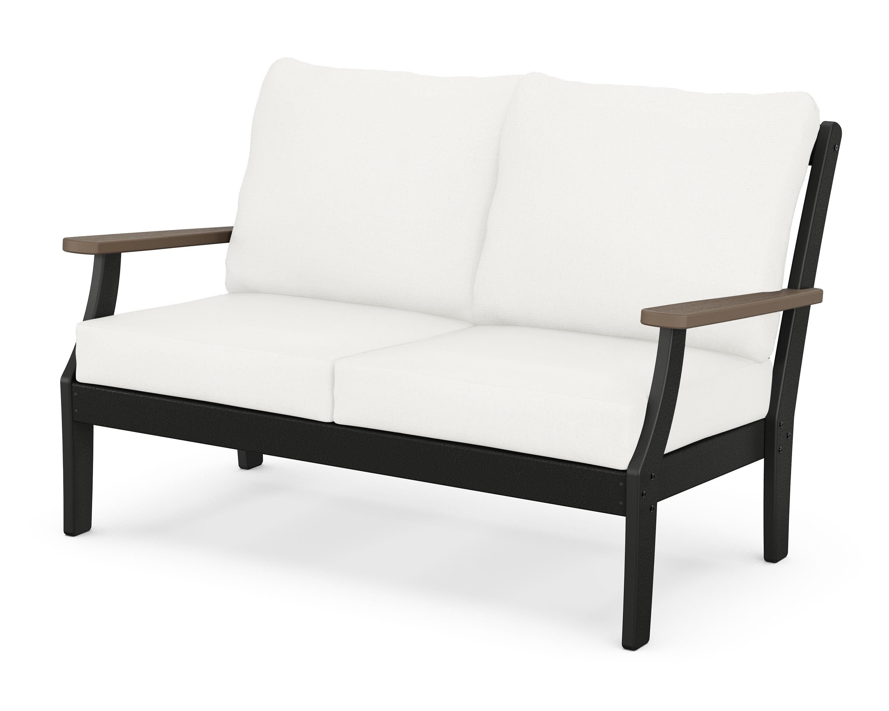 POLYWOOD® Braxton Deep Seating Loveseat in Black / Kona / Natural Linen