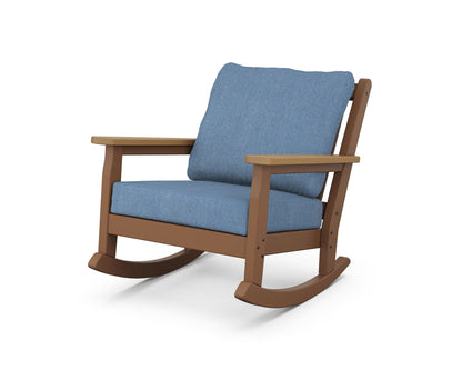 POLYWOOD® Chippendale Deep Seating Rocking Chair in Teak / Natural / Sky Blue