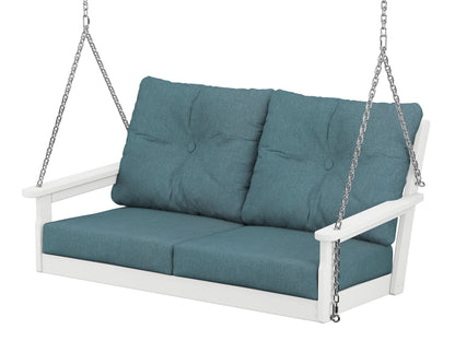 POLYWOOD® Vineyard Deep Seating Swing in White / Ocean Teal