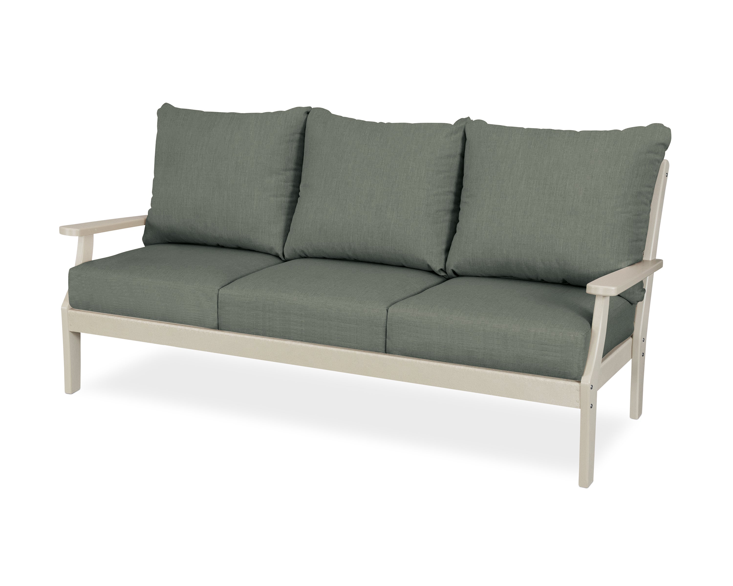 POLYWOOD® Braxton Deep Seating Sofa in Sand / Cast Sage