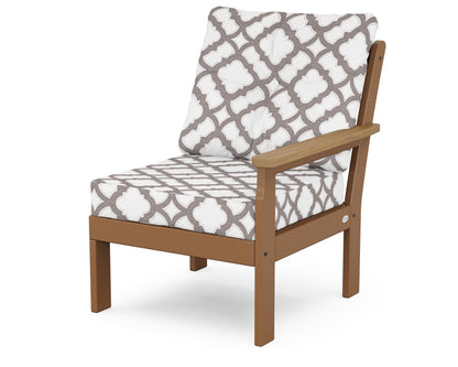 POLYWOOD® Vineyard Modular Right Arm Chair in Teak / Natural / Trellis Grey Mist