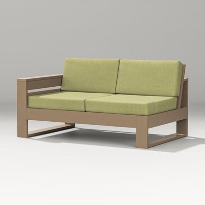 PW Designer Series Latitude Modular Left Arm Loveseat in Vintage Sahara / Chartreuse Boucle