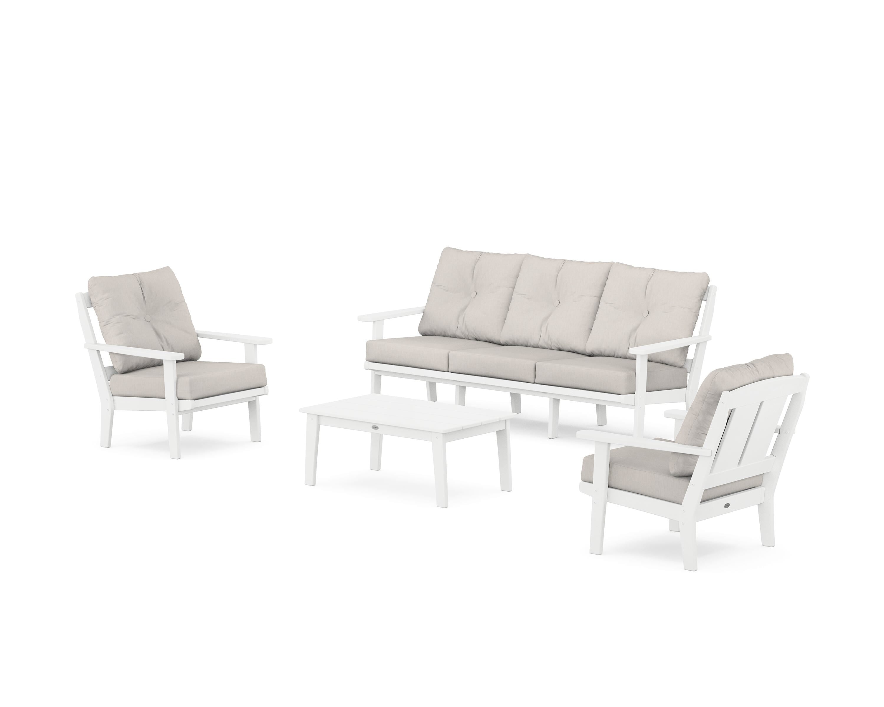 POLYWOOD® Mission 4-Piece Deep Seating Set with Sofa in White / Cast Ash