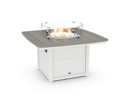 POLYWOOD® Nautical 42" Fire Pit Table in White / Driftwood