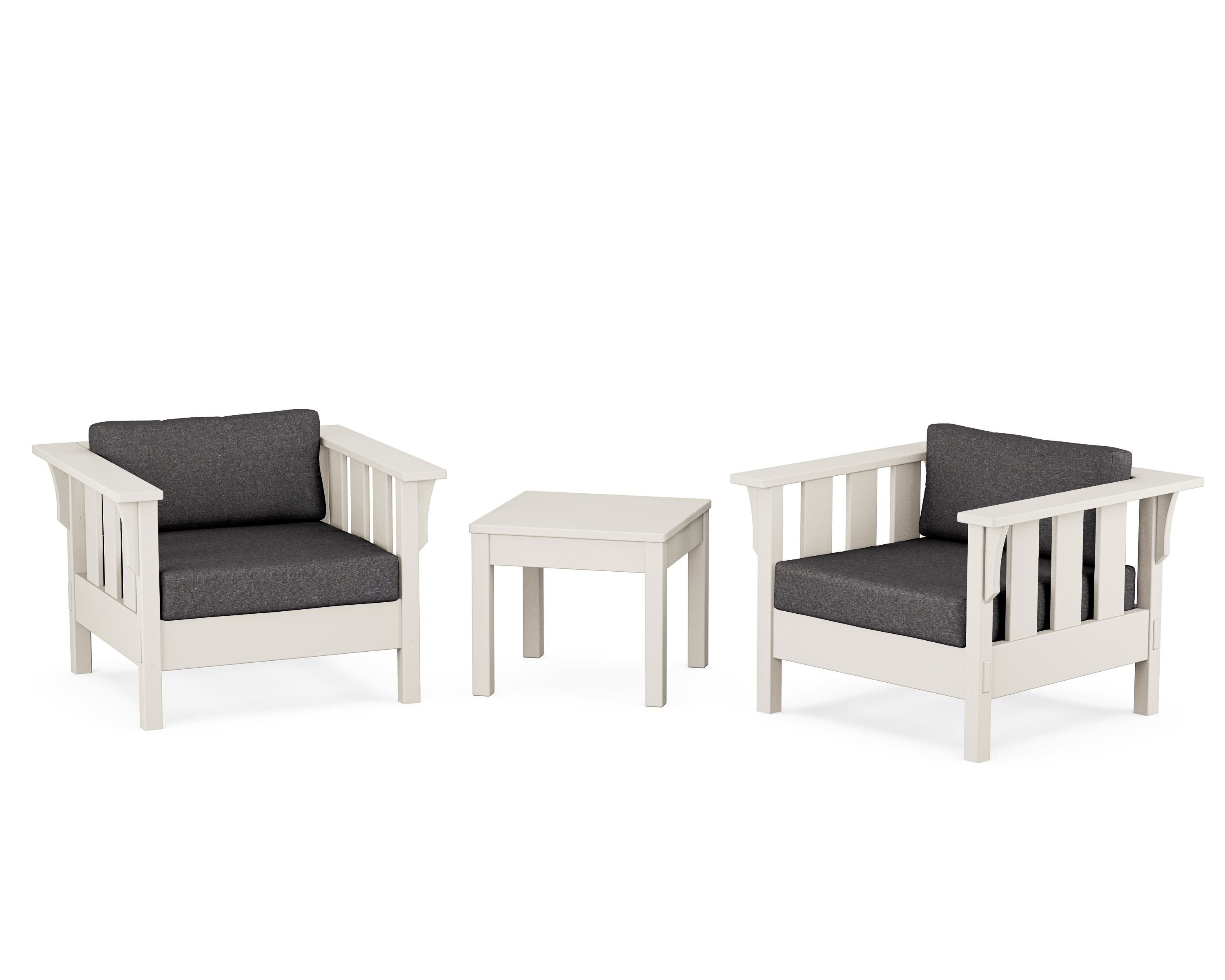 Martha Stewart by POLYWOOD® Acadia 3-Piece Deep Seating Set in Sand / Ash Charcoal