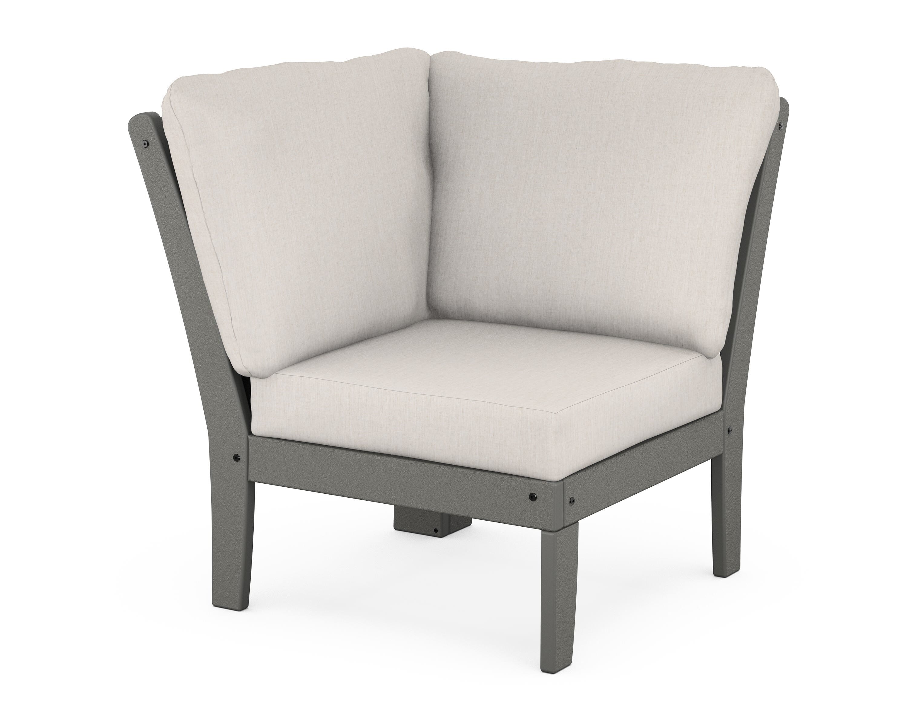 POLYWOOD® Braxton Modular Corner Chair in Slate Grey / Cast Ash