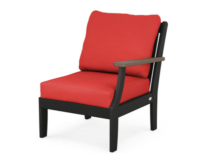 POLYWOOD® Braxton Modular Right Arm Chair in Black / Kona / Crimson Linen
