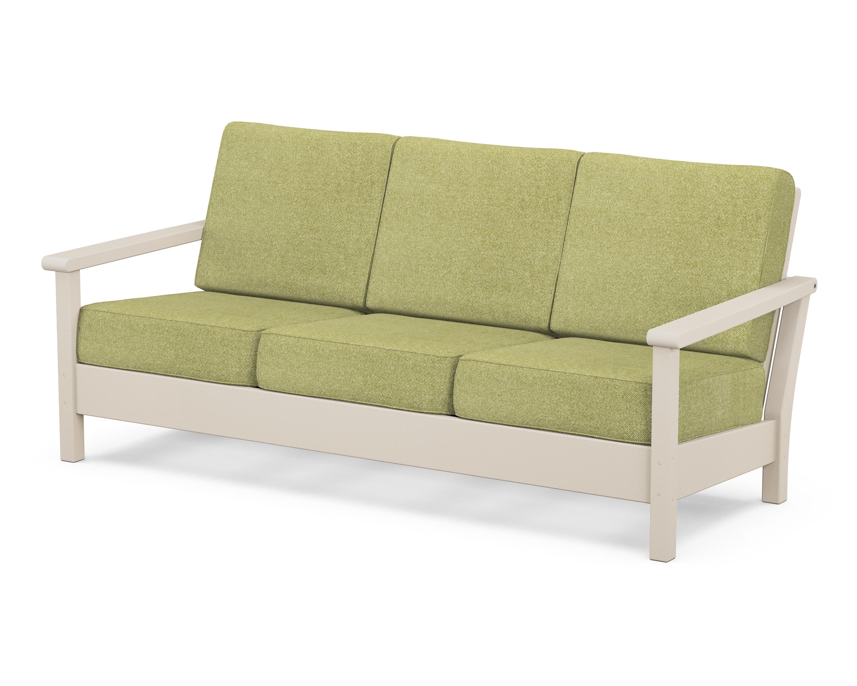 POLYWOOD® Harbour Deep Seating Sofa in Sand / Chartreuse Boucle