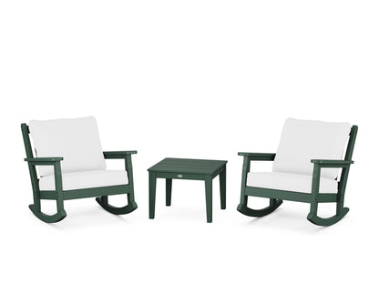 POLYWOOD® Chippendale 3-Piece Deep Seating Rocker Set in Green / Natural