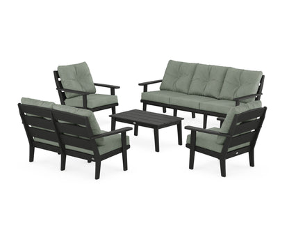 POLYWOOD® Lakeside 5-Piece Lounge Sofa Set in Black / Cast Sage