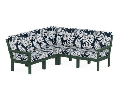 POLYWOOD® Vineyard 5-Piece Sectional in Green / Leaf Marine Indigo