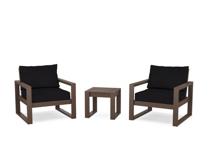 POLYWOOD® EDGE Sectional 3-Piece Deep Seating Set in Mahogany / Midnight Linen