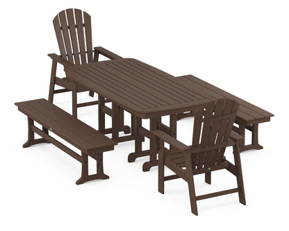 POLYWOOD® South Beach 5-Piece Dining Set with Benches in Mahogany