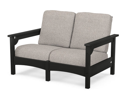POLYWOOD® Club Loveseat in Black / Weathered Tweed