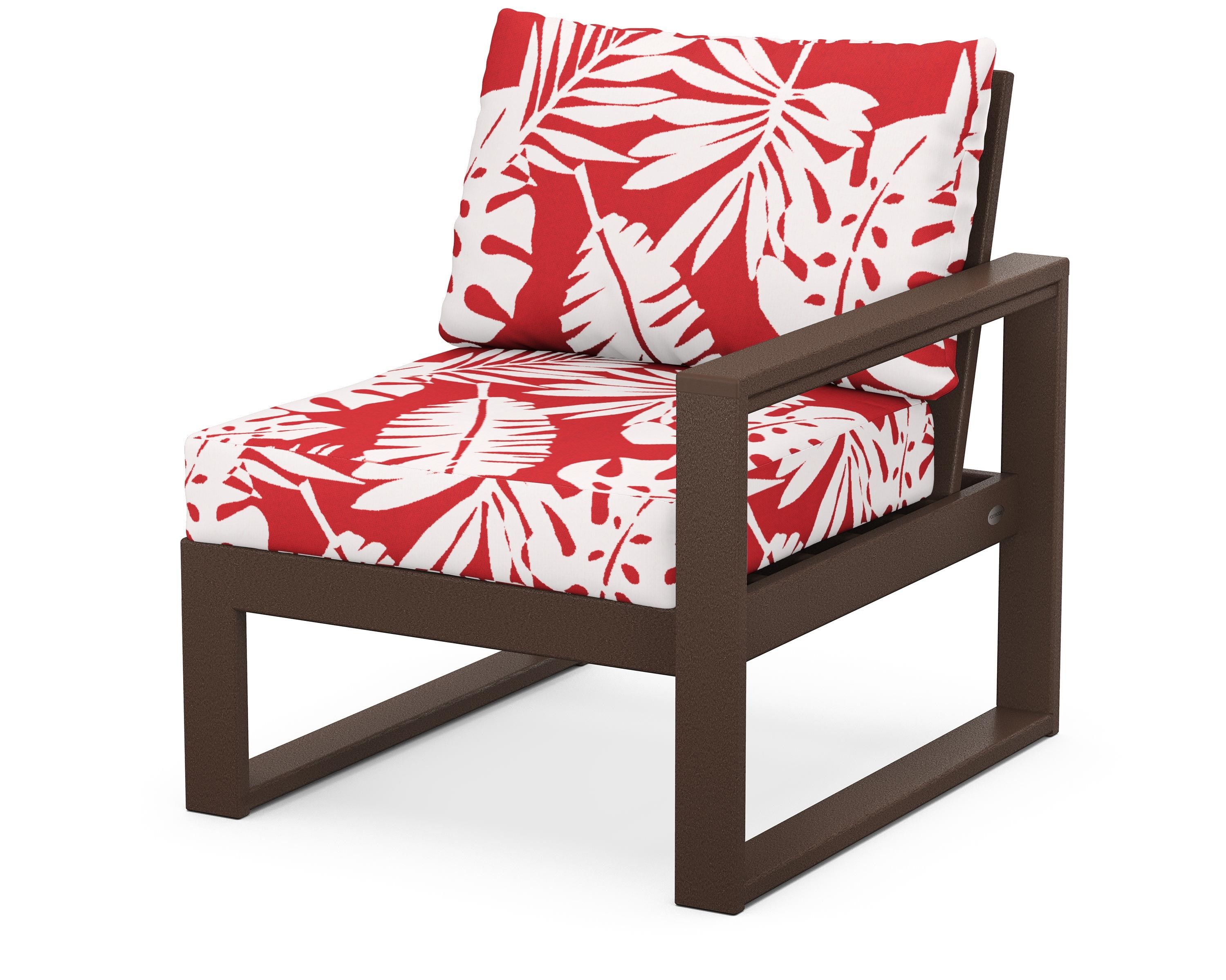 POLYWOOD® EDGE Modular Right Arm Chair in Mahogany / Leaf Crimson