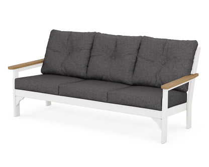 POLYWOOD® Vineyard Deep Seating Sofa in White / Natural / Ash Charcoal