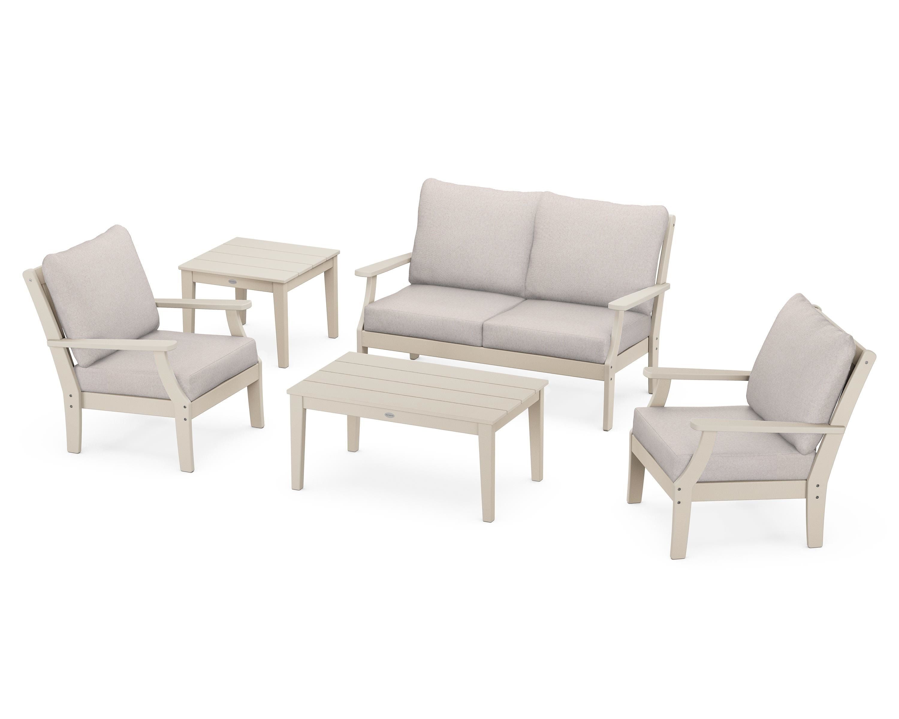 POLYWOOD® Braxton 5-Piece Deep Seating Set in Sand / Dune Burlap