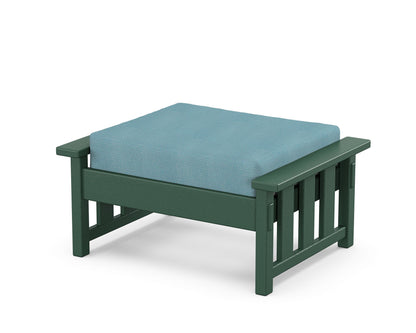 Martha Stewart by POLYWOOD® Acadia Deep Seating Ottoman in Green / Lattice Sky Blue
