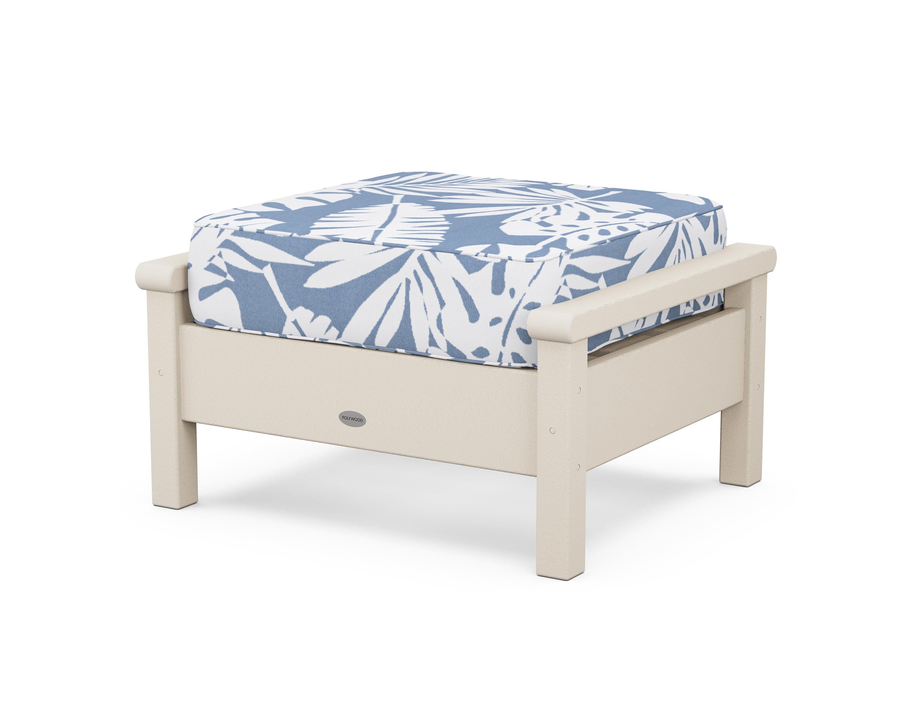 POLYWOOD® Harbour Deep Seating Ottoman in Sand / Leaf Sky Blue