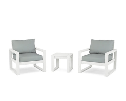 POLYWOOD® EDGE Sectional 3-Piece Deep Seating Set in White / Spa