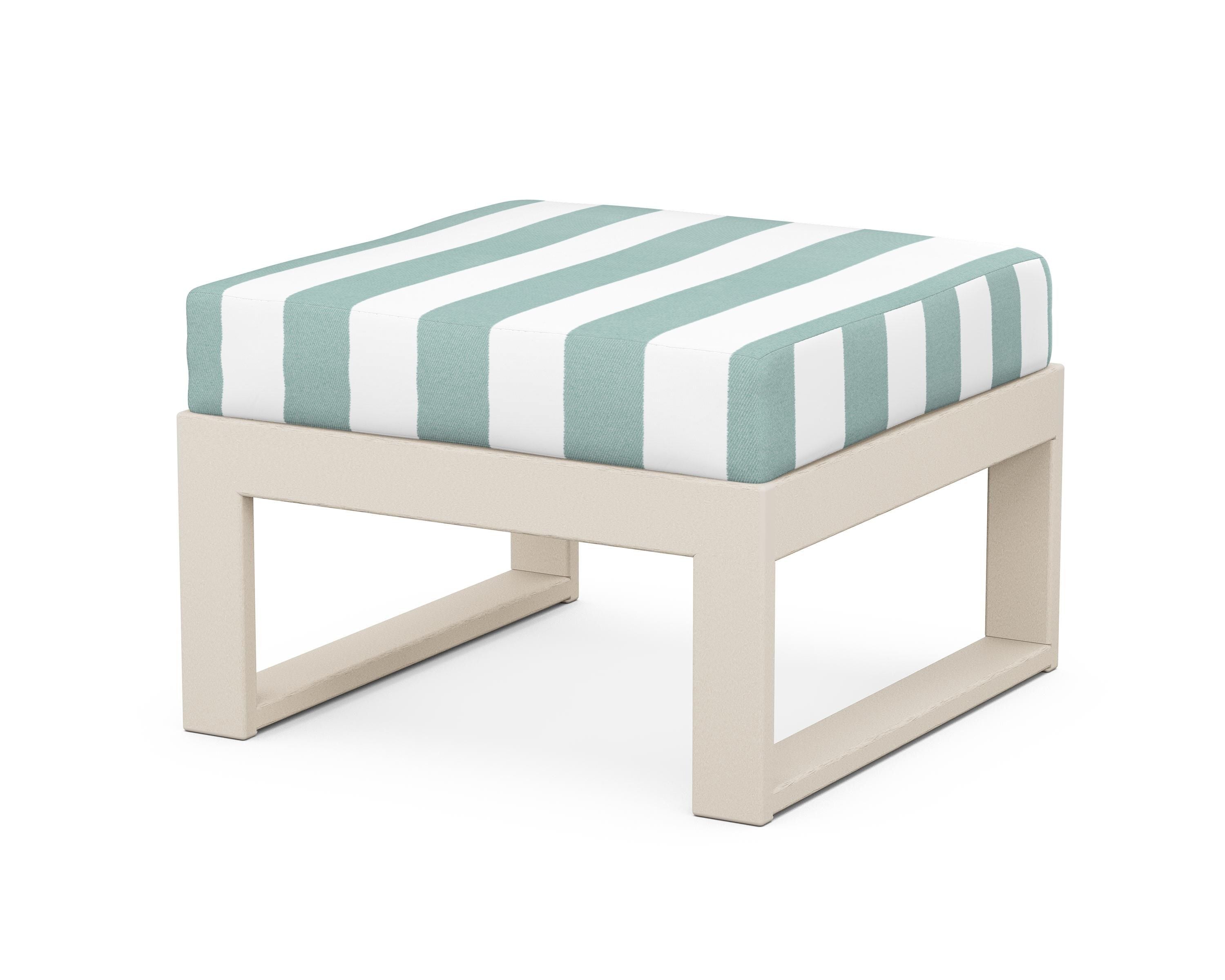 Unbranded Modular Ottoman - Modern in Sand / Cabana Stripe Glacier Spa