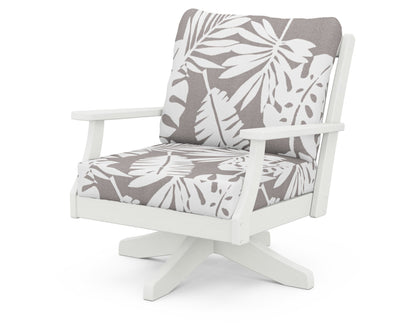 POLYWOOD® Braxton Deep Seating Swivel Chair in Vintage White / Leaf Grey Mist
