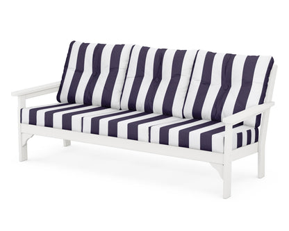 POLYWOOD® Vineyard Deep Seating Sofa in White / Cabana Stripe Navy