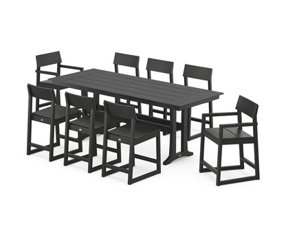 POLYWOOD® EDGE 9-Piece Farmhouse Counter Set with Trestle Legs in Black