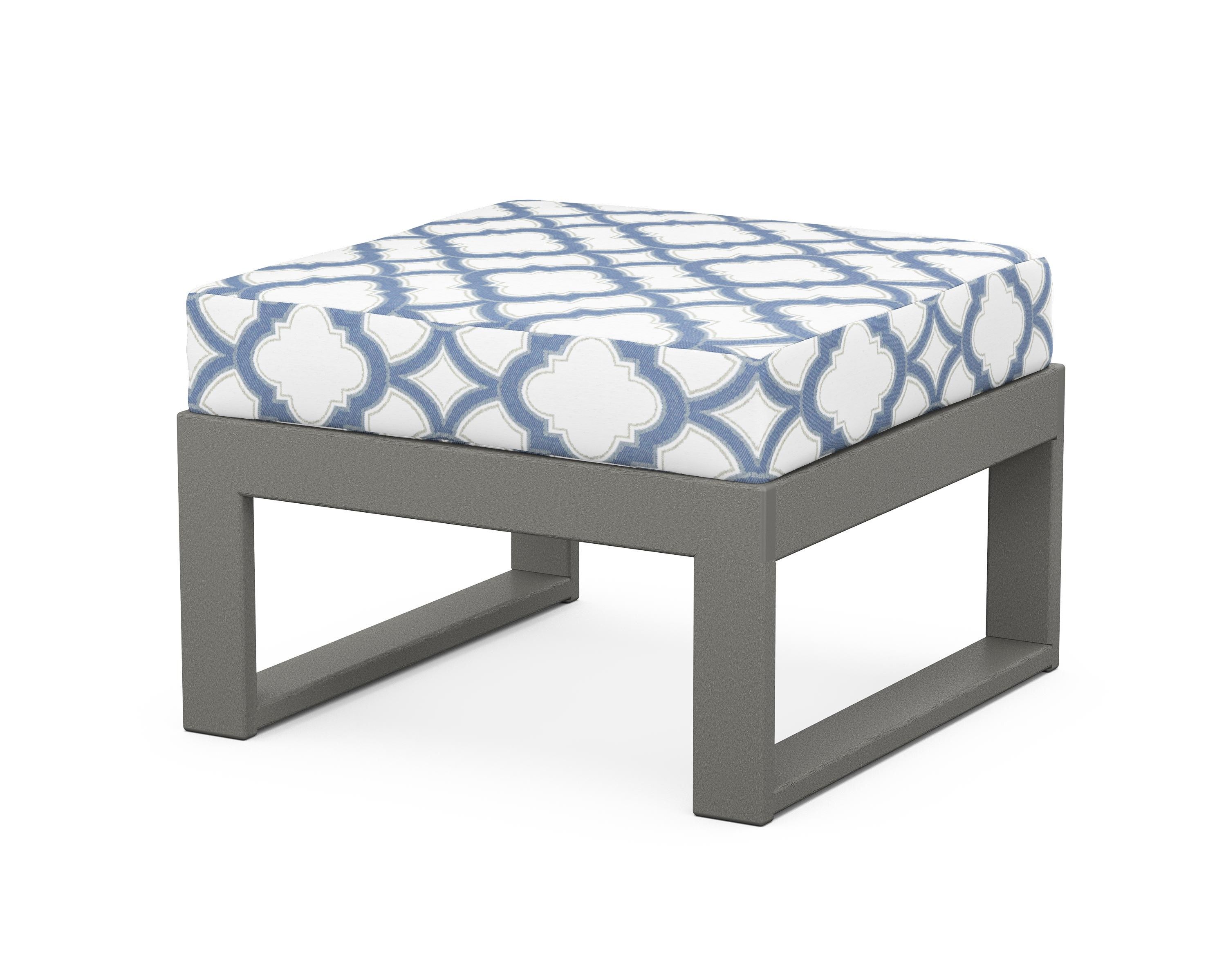 Unbranded Modular Ottoman - Modern in Slate Grey / Trellis Sky Blue