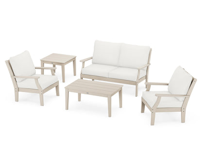 POLYWOOD® Braxton 5-Piece Deep Seating Set in Sand / Natural Linen