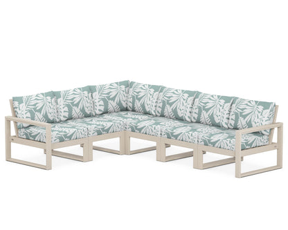 POLYWOOD® EDGE 6-Piece Modular Deep Seating Set in Sand / Leaf Glacier Spa