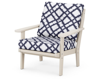 POLYWOOD® Lakeside Deep Seating Chair in Sand / Trellis Navy