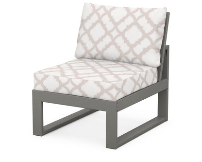 Unbranded Modular Armless Chair in Slate Grey / Trellis Dune Burlap