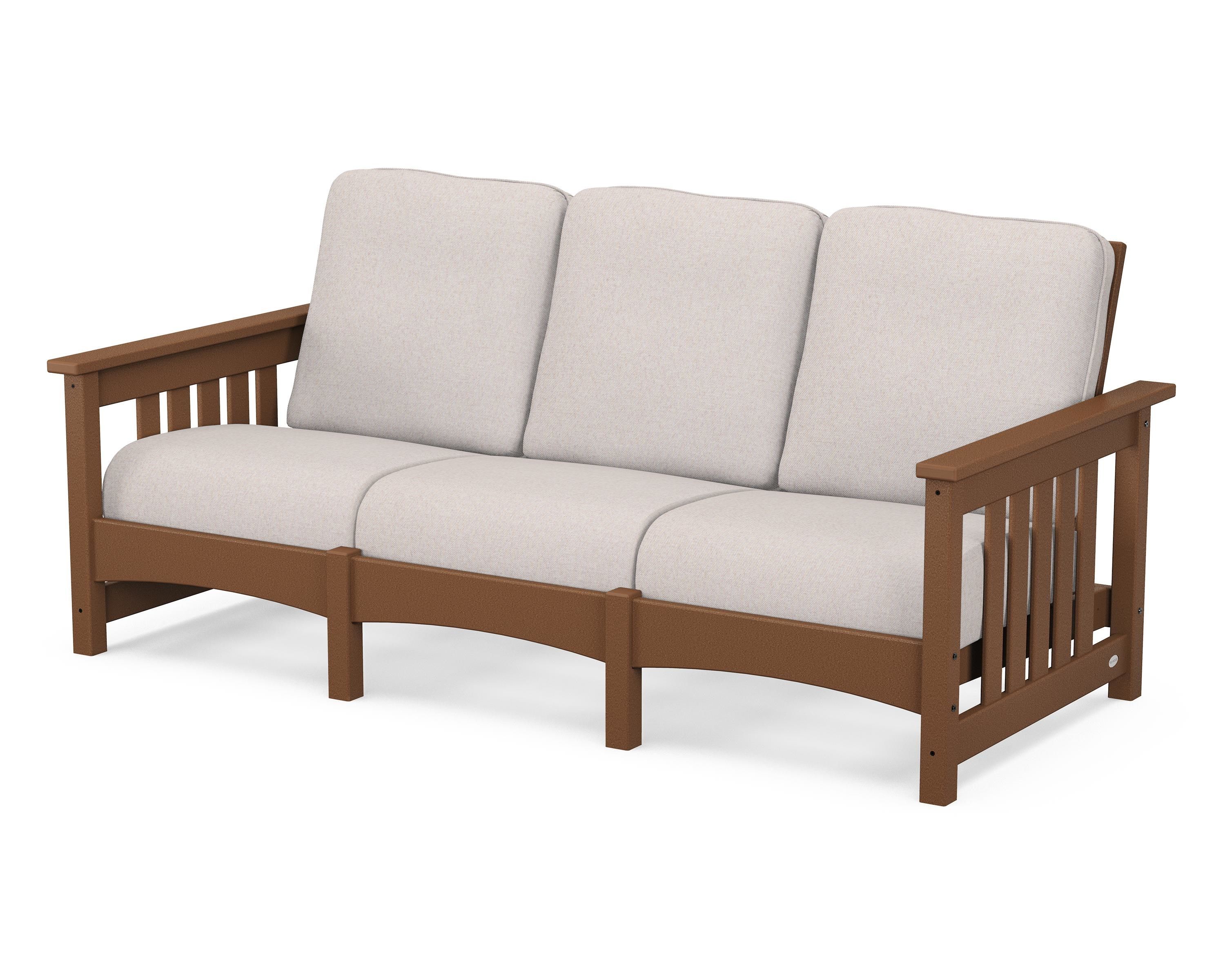 POLYWOOD® Club Mission Sofa in Teak / Dune Burlap