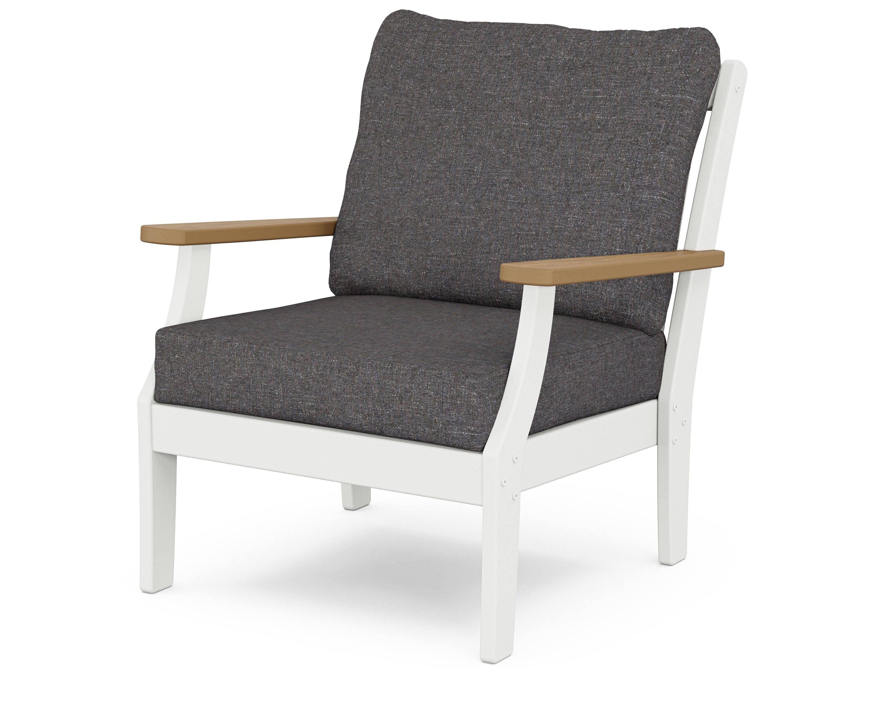 POLYWOOD® Braxton Deep Seating Chair in White / Natural / Ash Charcoal