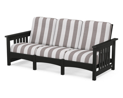 POLYWOOD® Club Mission Sofa in Black / Cabana Stripe Grey Mist